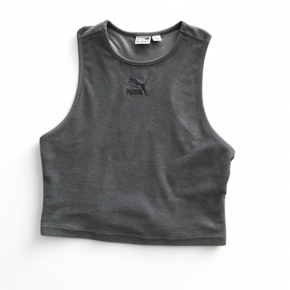 Puma Gray Cropped Tank Top - Picture 1 of 2